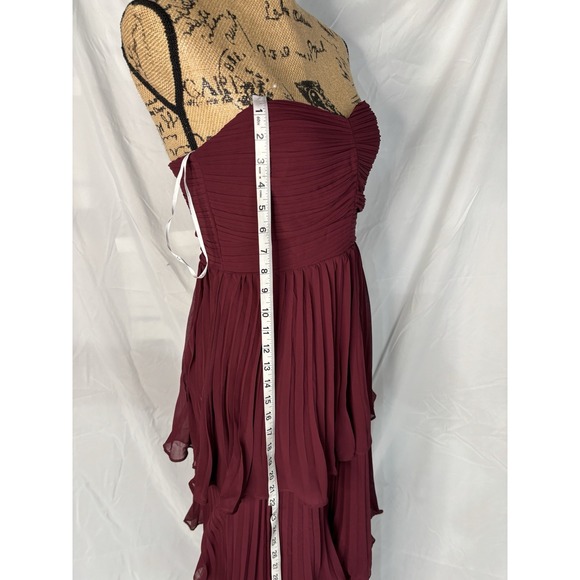 Lulus Burgundy Strapless Tiered Maxi Dress Size M New With Tags - Picture 7 of 9